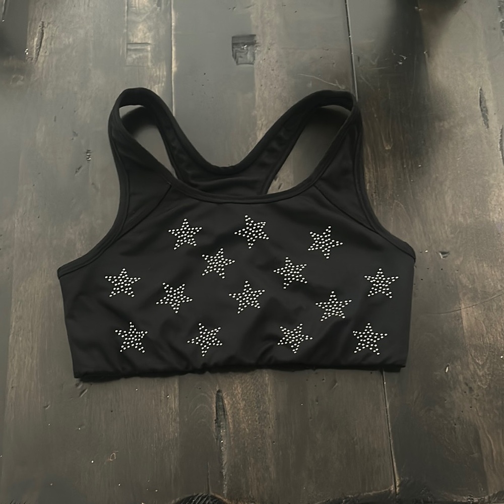 Black Star-Studded Women's Sports Bra